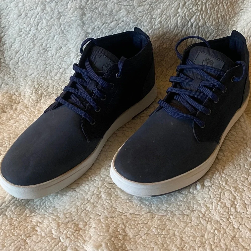 Timberland Groveton Chukka Mens 10.5 Navy Blue Nubuck Cordura Sneakers A1SF3